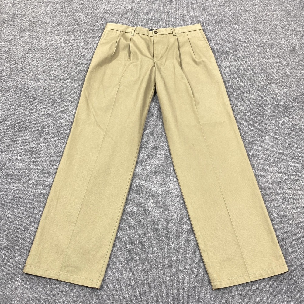Dockers Khaki Pants Mens 34x34 Beige Signature Khaki Classic Straight Pleated